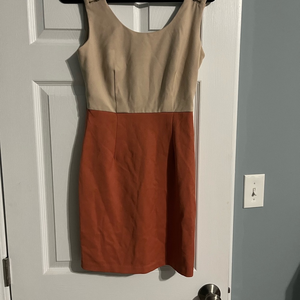 Two tone dress with zippered back